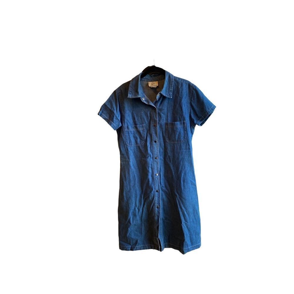 ILE Vintage women’s denim snap front shirt dress size 12
